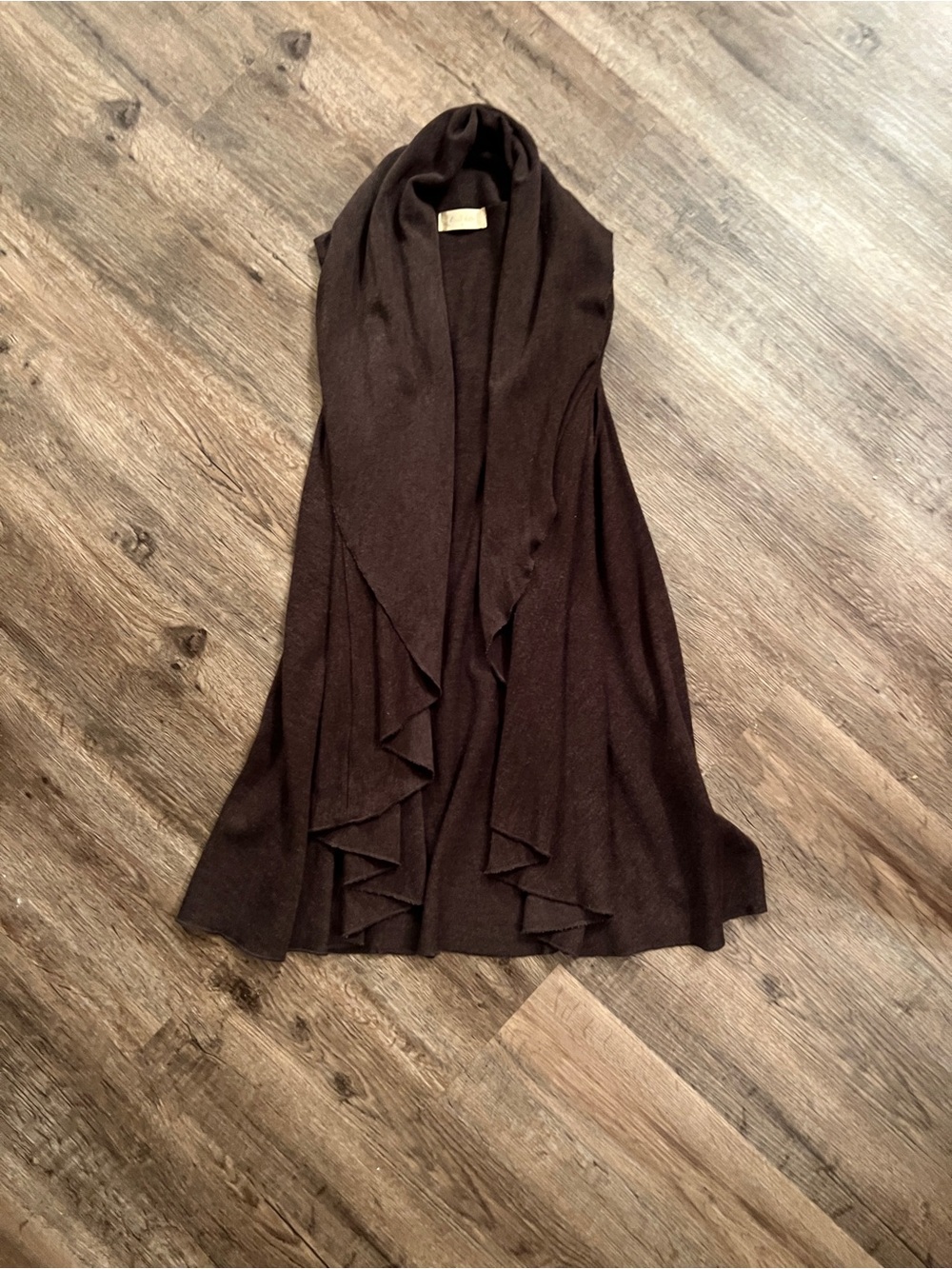 Altar'd State Brown Draped Open-Front Cardigan Vest